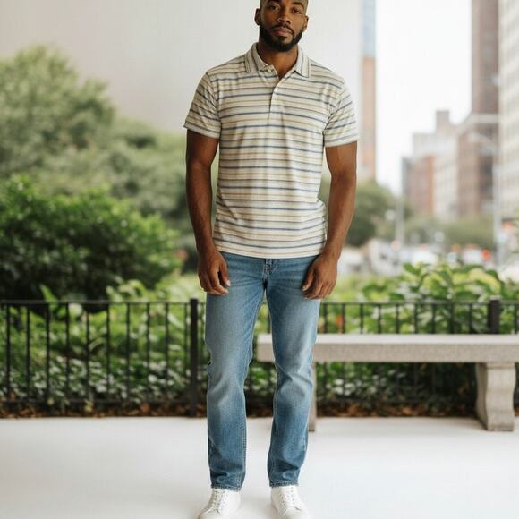 Tommy Bahama Polo Shirt Silk Cotton Men L Multicolor Striped Short Sleeves - Picture 2 of 13